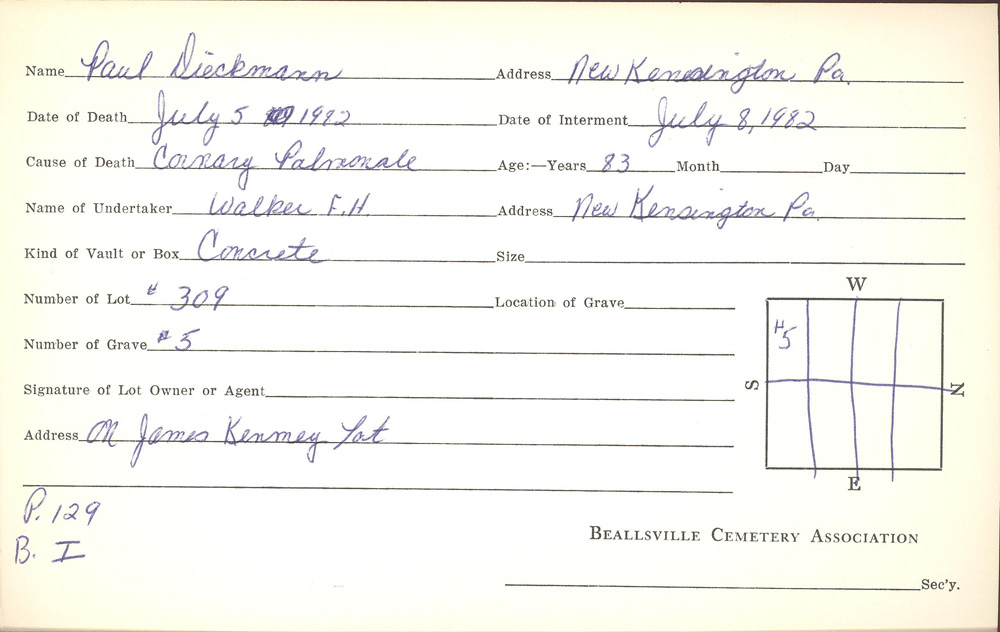 burial card